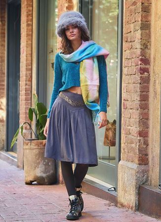 Antrasit Kloş Suet Midi Etek