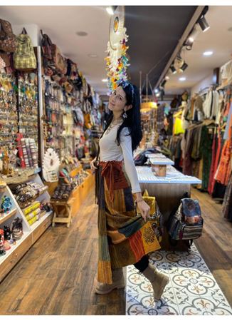 Belden Bağlamalı Nepal Etek