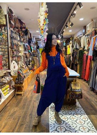 Düz Paça Nepal Tulum Mavi