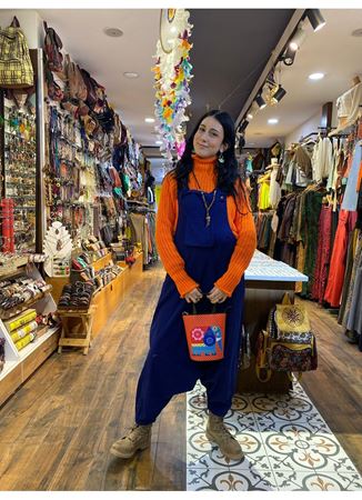 Düz Paça Nepal Tulum Mavi