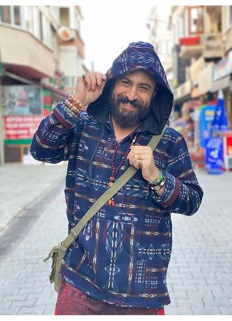 Etnik Desenli Kapüşonlu Sweatshirt Lacivert