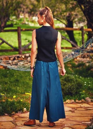 Otantik Çapraz Düğme Detaylı Kolsuz Siyah Bluz 