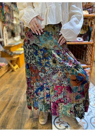 Patchwork Beli Lastikli Etek