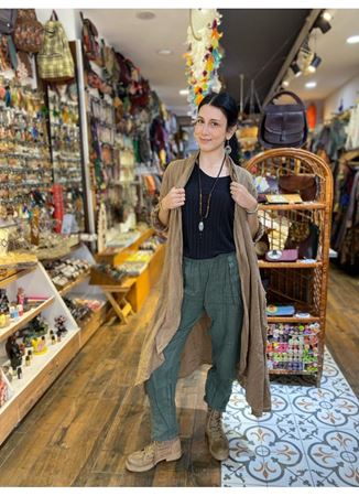 İtalyan Keten Kaftan Kahverengi