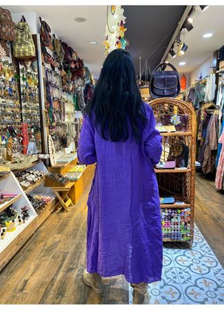 İtalyan Keten Kaftan Mor