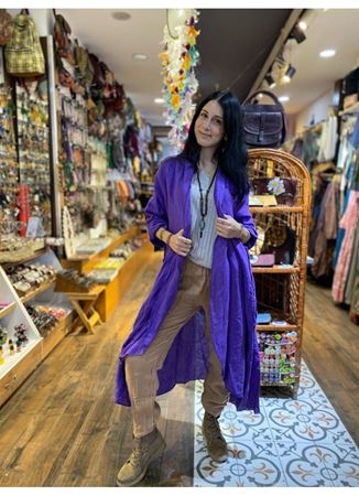 İtalyan Keten Kaftan Mor