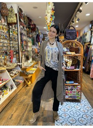 İtalyan Keten Kaftan Bej