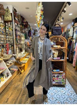 İtalyan Keten Kaftan Bej