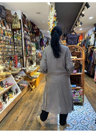 İtalyan Keten Kaftan Bej