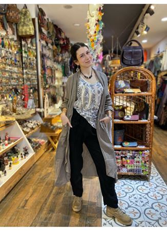 İtalyan Keten Kaftan Bej