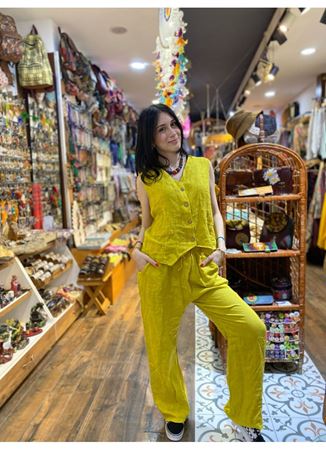 İtalyan Keten Pantolon Sarı