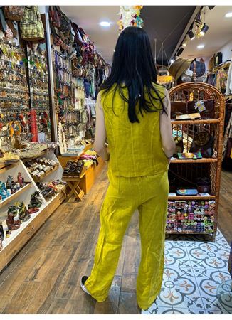 İtalyan Keten Pantolon Sarı