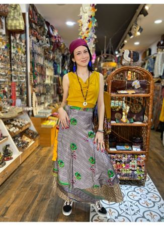 Çift Taraflı Nepal İpek Etek