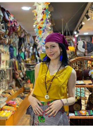  Lastikli Kolsuz Degaje Yaka Sarı Şık Crop Bluz