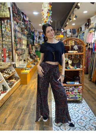 Bağlama Detaylı Beli Lastikli İndigo Pantolon