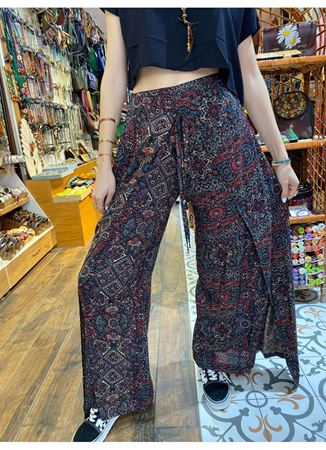 Bağlama Detaylı Beli Lastikli İndigo Pantolon