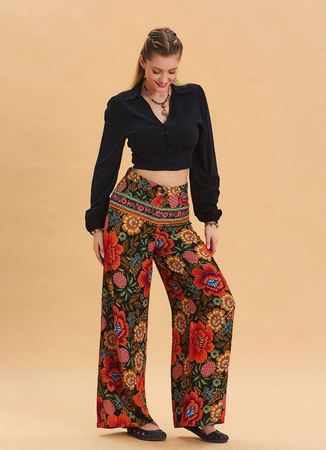 Yüksek Bel Bol Kesim Siyah Palazzo Pantolon