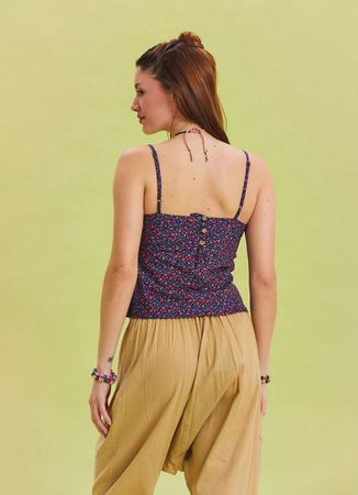 İp Detaylı Düğmeli Beli Lastikli Camel Bohem Pantolon