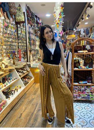 Hint Desenli Pantolon Kahverengi