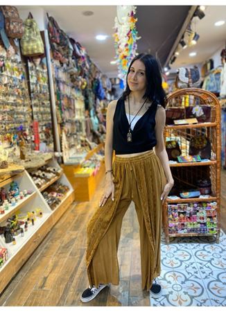 Hint Desenli Pantolon Kahverengi