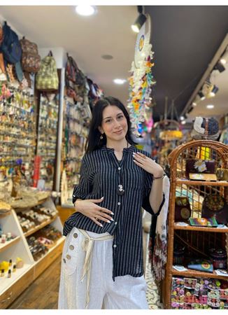 İTALYAN KETEN ÇİZGİLİ GÖMLEK