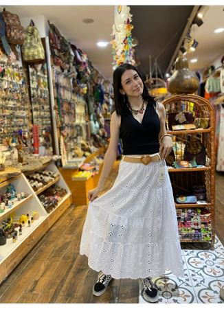 İtalyan Keten Etek Beyaz