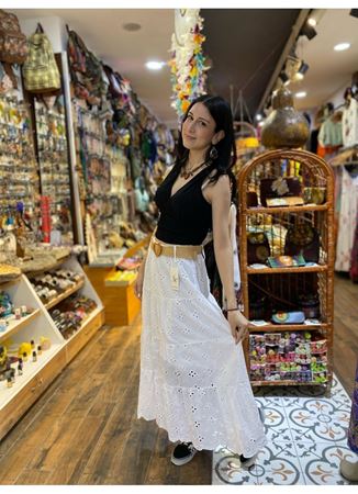 İtalyan Keten Etek Beyaz