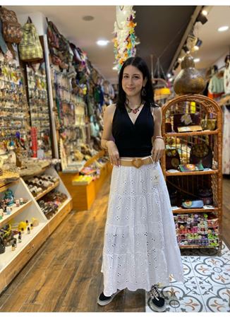 İtalyan Keten Etek Beyaz