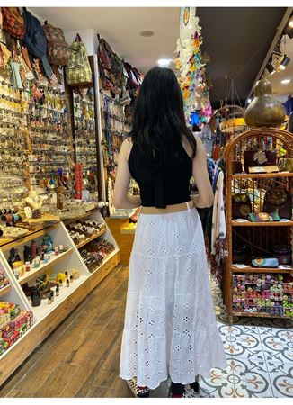 İtalyan Keten Etek Beyaz