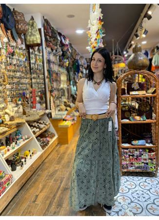 İtalyan Keten Etek Yeşil