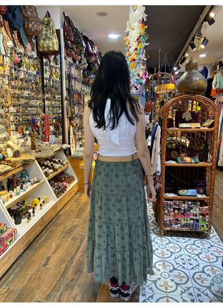 İtalyan Keten Etek Yeşil