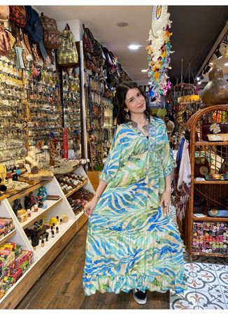 Yarım Kollu İpek Elbise Renkli