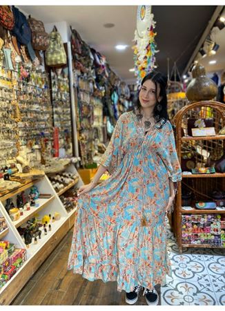 Yarım Kollu İpek Elbise Renkli