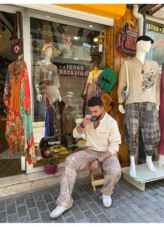 Erkek Viskon Pamuk Şalvar Pantolon