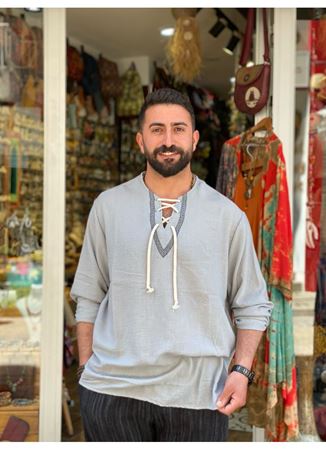 Erkek Uzun Kol V Yaka Üst Mavi