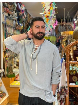 Erkek Uzun Kol V Yaka Üst Mavi