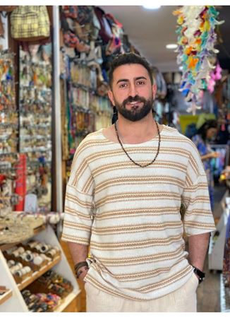 Erkek Yarım Kol Keten Üst