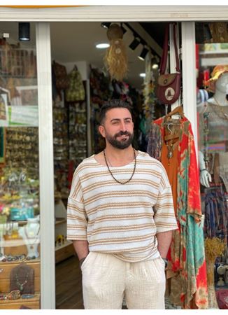 Erkek Yarım Kol Keten Üst