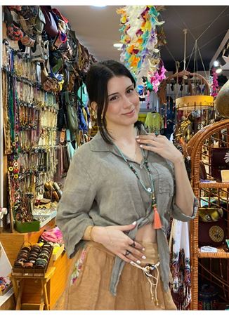 İtalyan Keten Bağlamalı Gömlek Bej