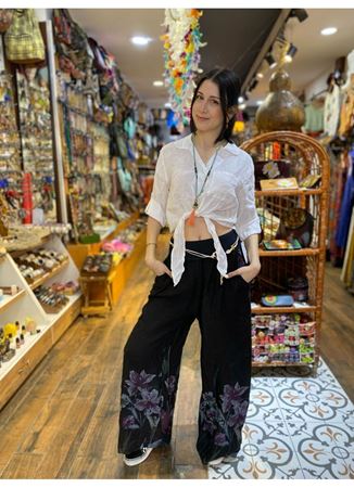 İtalyan Keten Pantolon Siyah