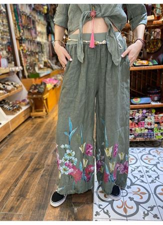 İtalyan Keten Pantolon Yeşil