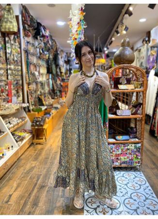 Boyundan Bağlamalı İpek Elbise