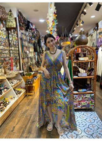 Askılı Önü Kısa İpek Elbise