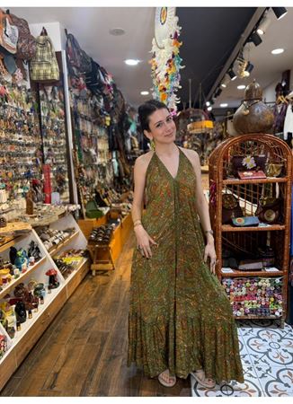 Boyundan Bağlamalı İpek Elbise