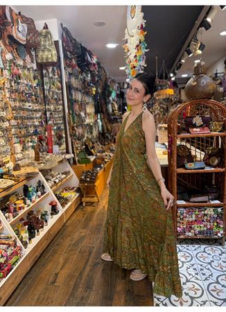 Boyundan Bağlamalı İpek Elbise