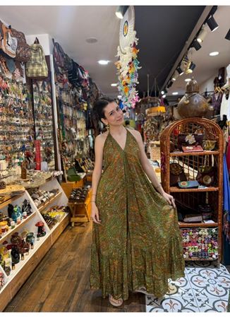 Boyundan Bağlamalı İpek Elbise