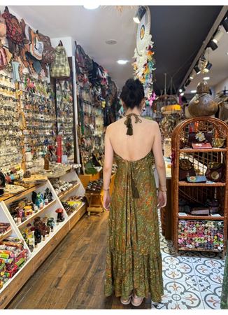 Boyundan Bağlamalı İpek Elbise