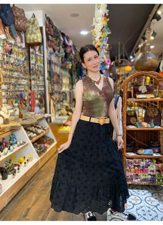 İtalyan Keten Etek Siyah