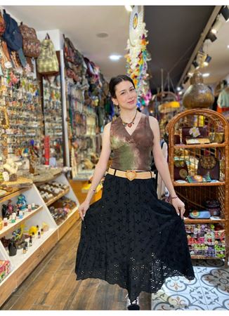 İtalyan Keten Etek Siyah