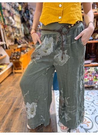 İtalyan Keten Kemerli Pantolon